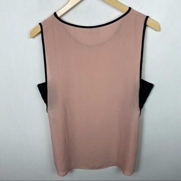 Twik Simons Pink Black Sleeveless Colour Block Top Size Medium Cut Outs Minimal - Picture 5 of 7